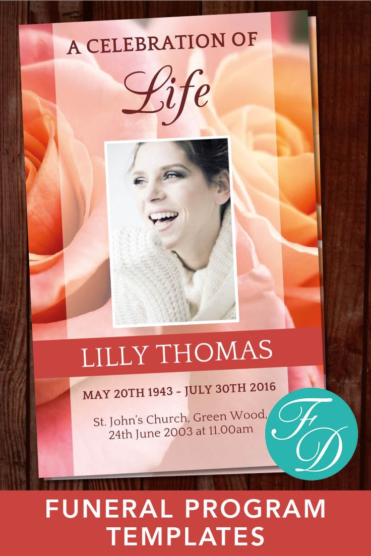 Rose Funeral Program Template Celebration of Life Program | Etsy ...