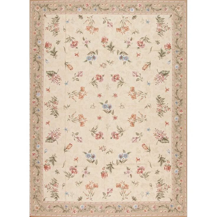 Samad Rugs Highland Needleworks Floral Handwoven Wool Ivory/Beige Area Rug | Perigold Blush Rug, Inviting Colors, Bird Coloring, Hooked Wool, Bed Canopy, Romantic Bedroom, Beige Area Rug, Floral Area Rugs, Ivory Rug