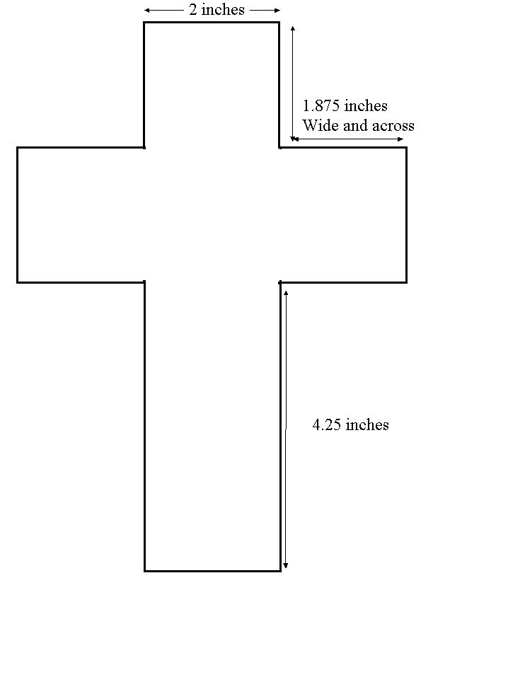 a cross is shown with measurements for the size and width, as well as how to measure it