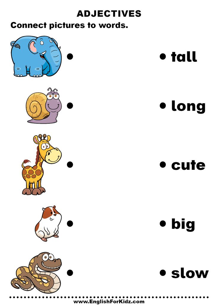 Printable adjective matching worksheet #English for kids / #ESL ...