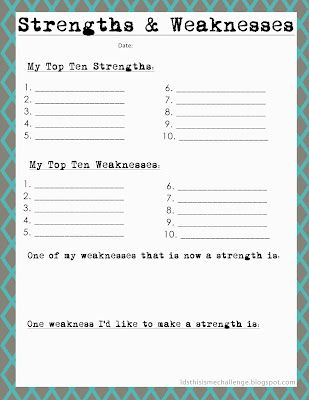 a printable workout log with the words strength and weakness written on it in black