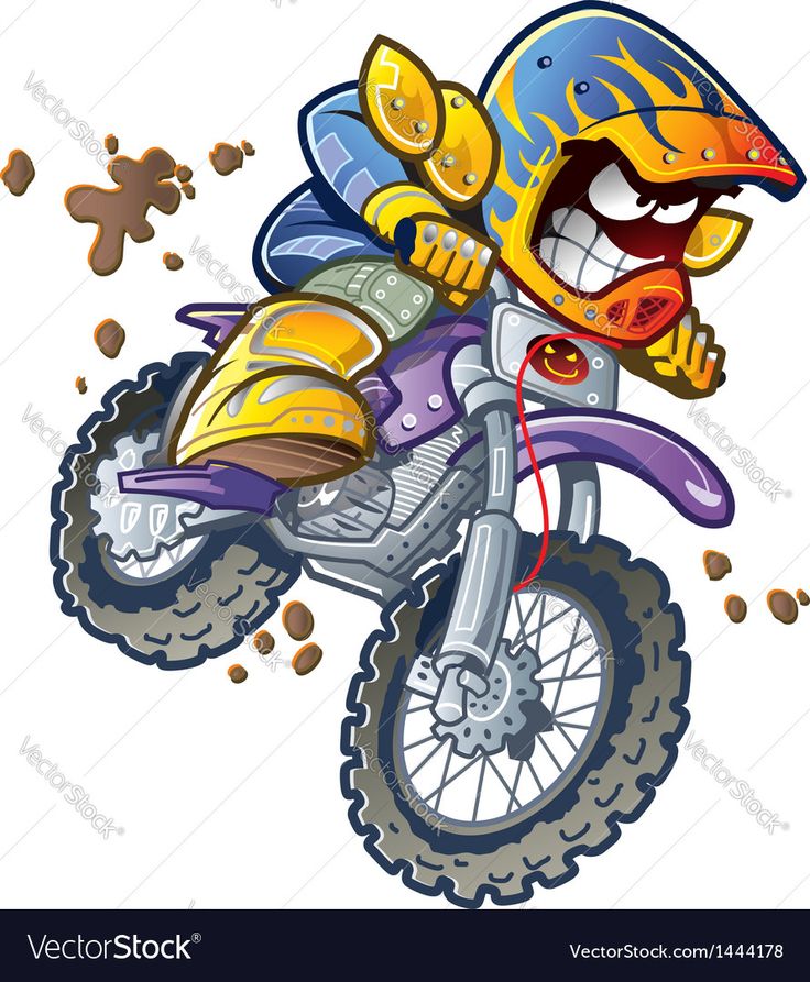 a cartoon monster riding on a dirt bike