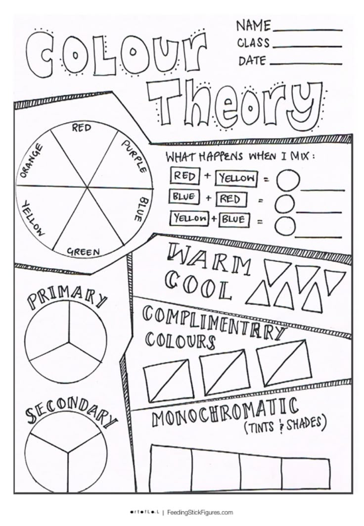 the color theory worksheet for students to use in their writing and drawing skills