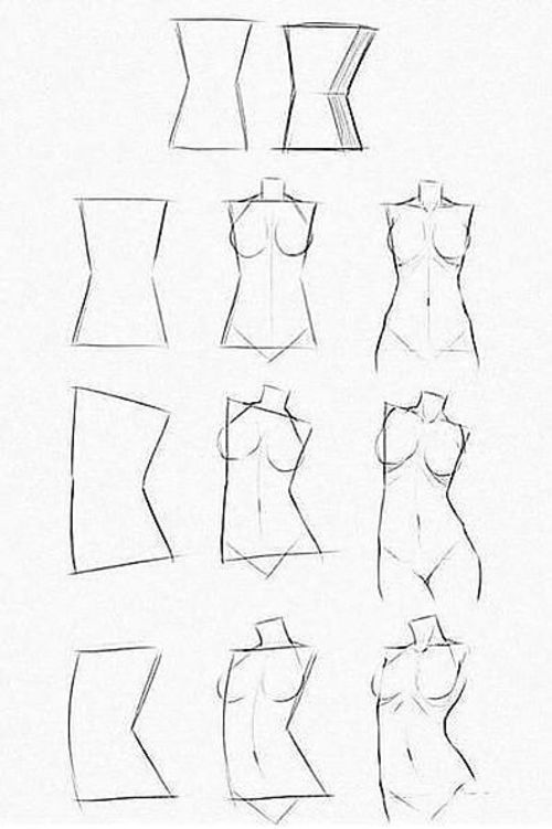 a drawing of different shapes and sizes of clothes