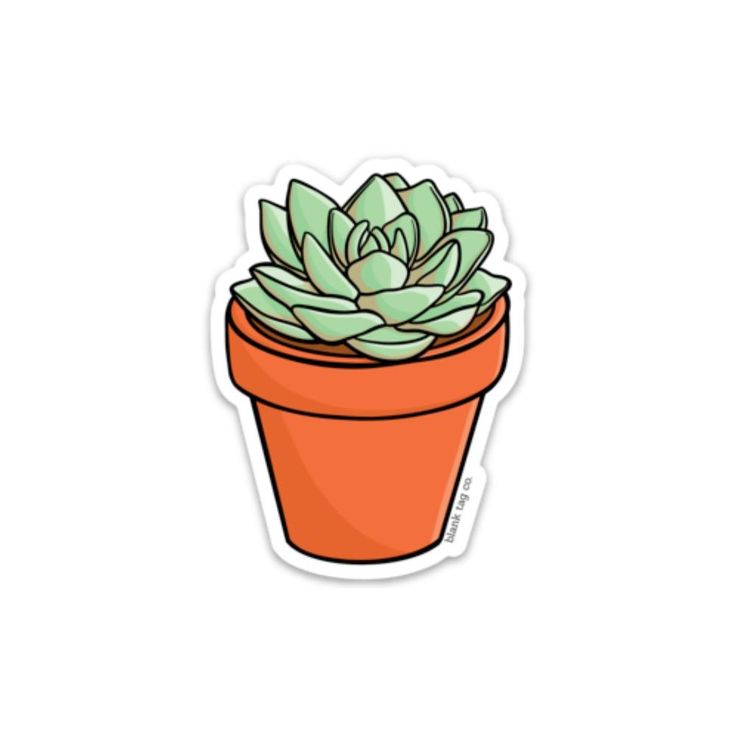 an orange potted plant sticker on a white background