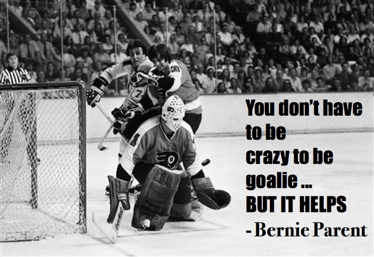 an image of a hockey goalie saying you don't have to be crazy to be goalie but it helps