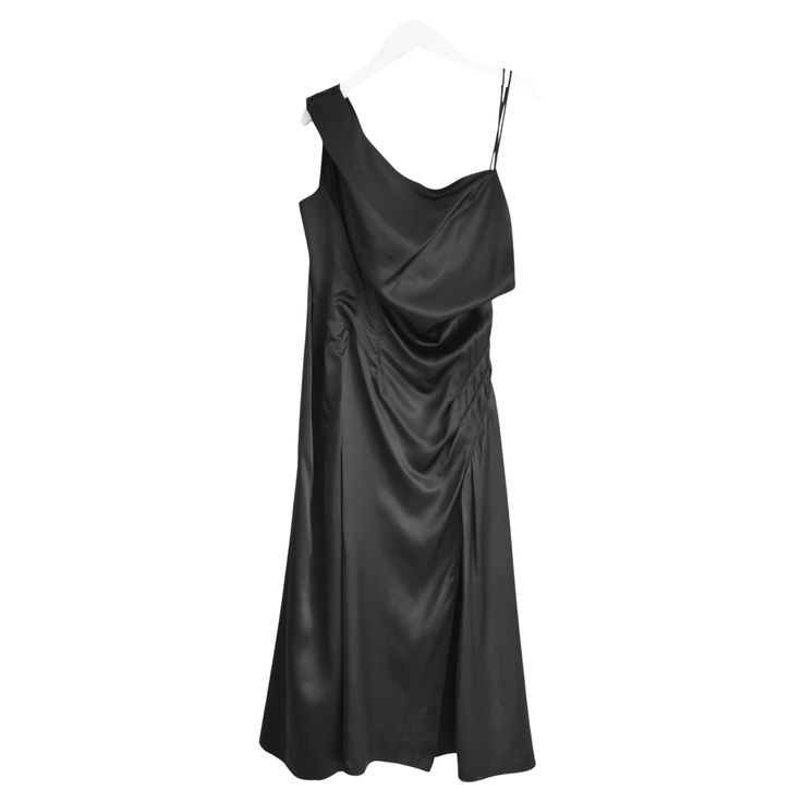 Stunningly slinky Versace black silk double slip dress. Bought for £1475 and unworn. Made from glossy black silk with silk chiffon inner slip, it has asymmetric draped neckline, darted detailing and fared hem. Size IT40/UK8. Measures approx - bust 32", waist 30”, hips 36” and length 43”. Purple Bandage Dress, Navy Lace Dress, Slinky Dress, Versace Couture, Versace Brand, Vintage Versace, Draped Neckline, Dolce Gabbana Dress, Donatella Versace