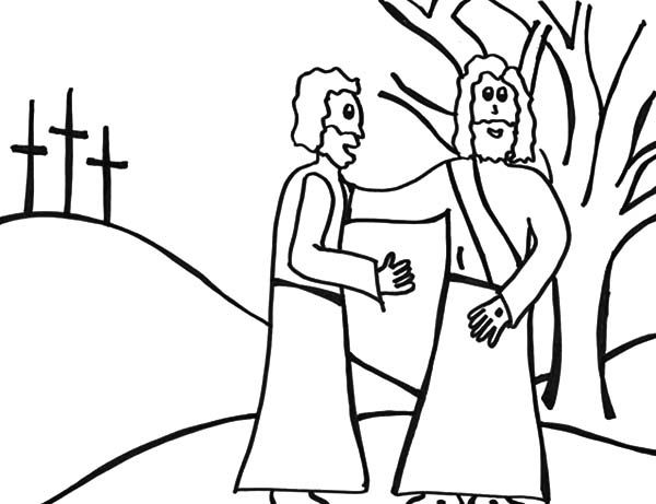 jesus and mary walking in the woods coloring page for kids printable bible coloring pages