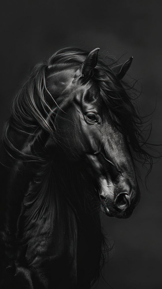 a black and white photo of a horse