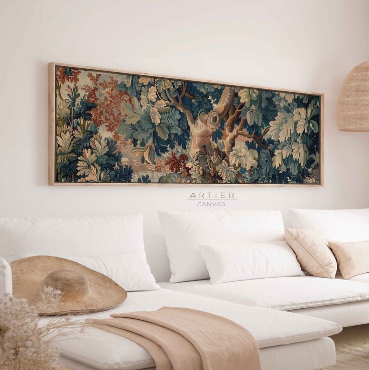 Framed Antique European Forest Tapestry Canvas Print, Vintage Textile Wall Art, Long Horizontal Wall Art, Long Narrow Spring Landscape If your home's atmosphere seems to be missing something, you just might need our stunning floating framed canvas! Immerse yourself in tranquility with our Vintage Style Canvas Wall Art, a collection that infuses peace and serenity into every space. Each canvas is a masterpiece of calm, meticulously designed to create an oasis of quiet elegance in your home.  Whet Framed Tapestry, Long Horizontal Wall Art, Forest Tapestry, Panoramic Wall Art, Horizontal Wall Art, Tapestry Wall Art, Textile Wall Art, Above Bed, Spring Landscape