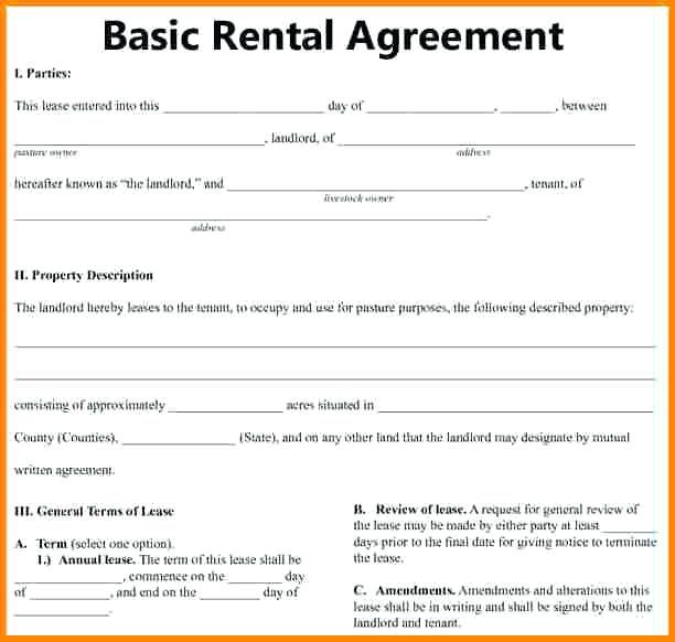 Blank Printable Rental Agreement Forms