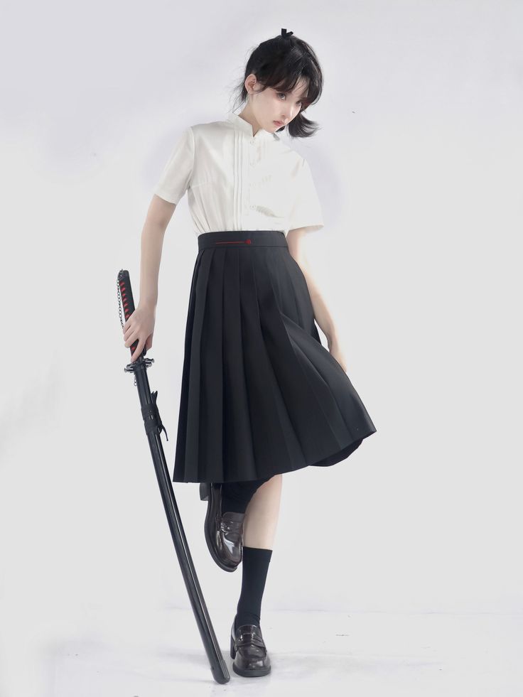 A high-class black setup reminiscent of a foreign swordsman.
 It is a fantasy item that makes the fantasy world you envisioned a reality.
 You can choose the length of the skirt, so you can combine it according to the atmosphere you want to be.



 <item>



 short jacket

 Skirt (total length: 42cm)

 Skirt (total length: 45cm)

 Skirt (total length: 60cm)

 Skirt (total length: 70cm)

 Skirt (total length: 85cm)

 Skirt (total length: 90cm)

 pleated blouse






 <Size>



 short jacket Black Short Skirts Outfits, Lifting Skirt Pose, Black Setup, Skirt Reference, People Poses, Female Pose Reference, Skirt Pleated, Poses References, Pleated Blouse