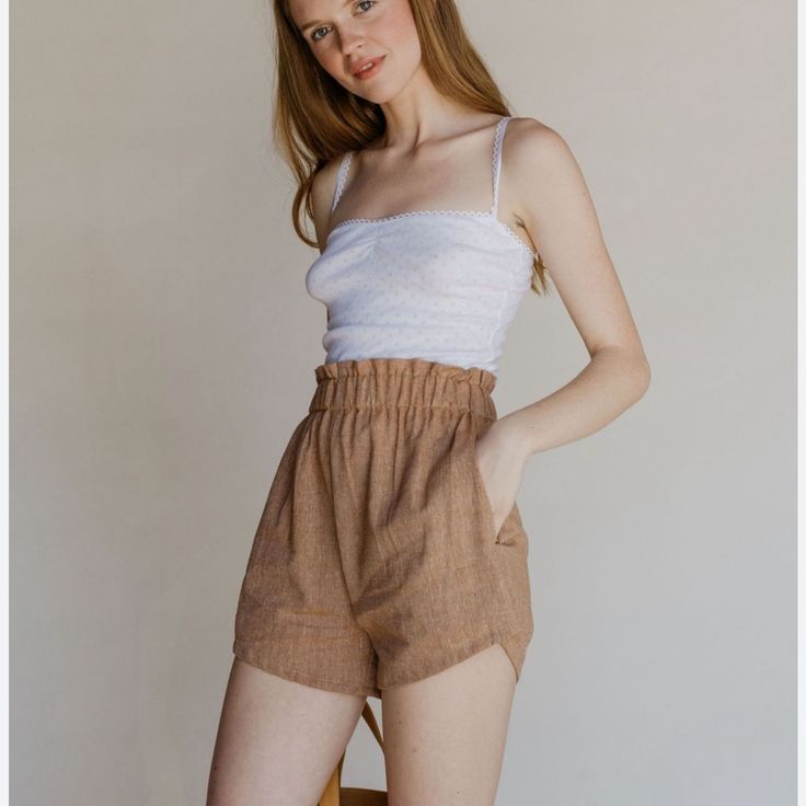 Euc Handmade With Love In La! Earthy Pecan Color, Very Versatile And Can Be Worn Dressed Up Or Down. Elasticised Waist For Ease And Comfort. Complete The Look With The Linen Kayla Lykke Wullf Top. Dress Up, High Waisted, Womens Shorts, Women Shopping, Color