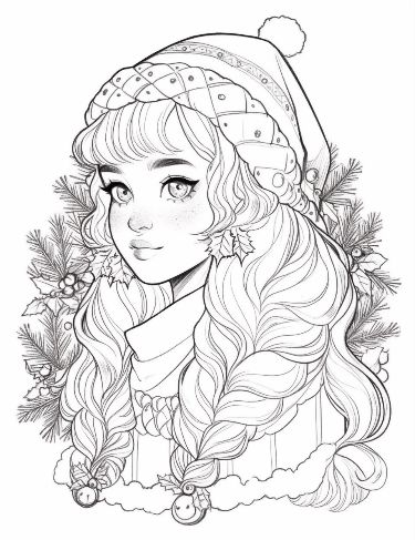 Christmas Girl Coloring Page