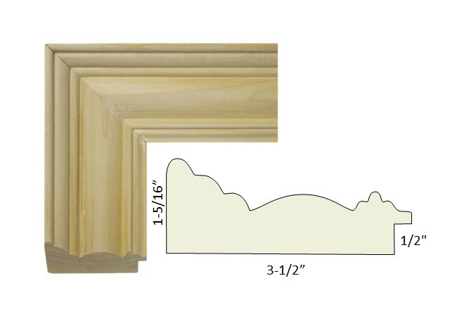 an unfinished wood frame with measurements for the top and bottom pieces, including one half - length