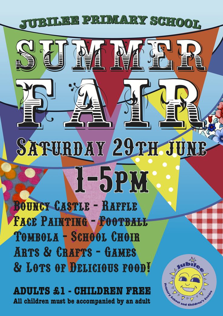 a flyer for the summer fair with an image of children's toys on it