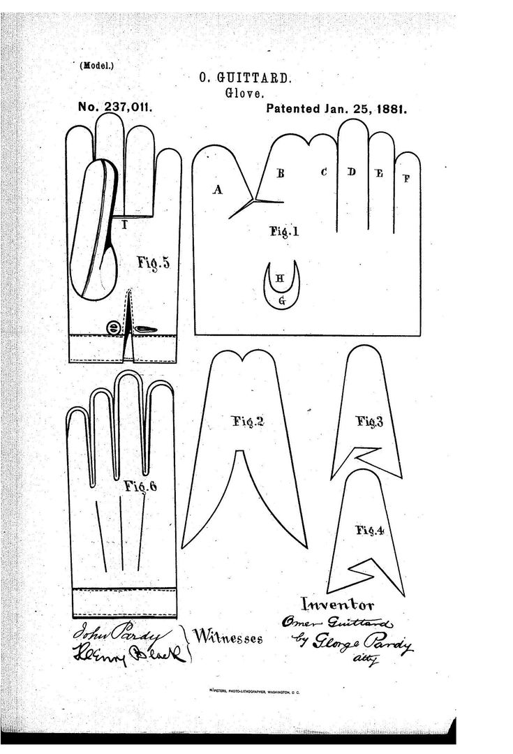 the instructions for gloves are shown in black and white, with numbers on each side