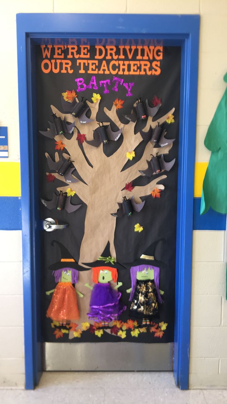 We’re driving our teachers batty! Classroom Halloween door! | Halloween ...