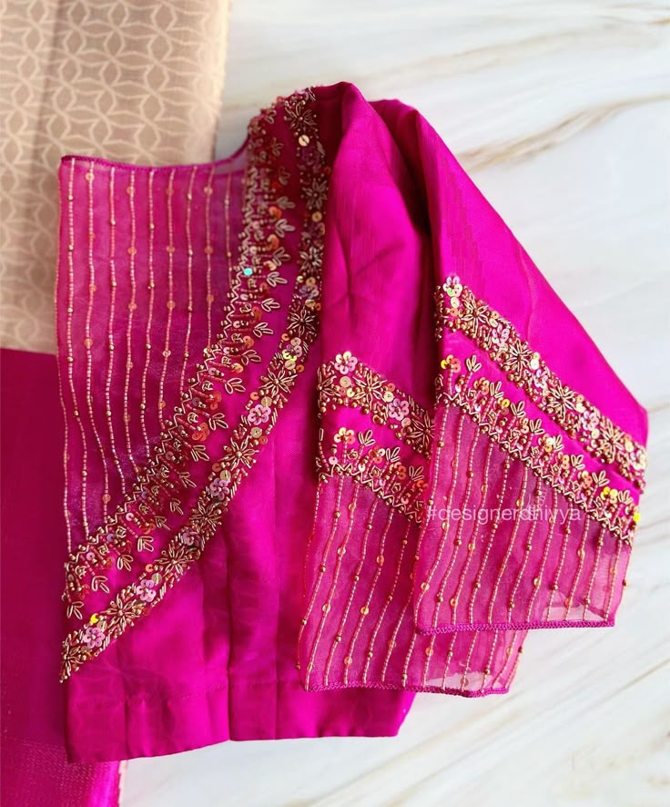 Maggam Work On Net Hands, Bottle Green Colour Combinations Dress, Maggam Work Blouse Designs With Net, Muggum Work Blouse Designs Latest, Pink Blouse Work Designs, Netted Aari Work Blouse Design, Net Maggam Work Blouse Designs, Net Blouse Aari Work Designs, Aari Work Net Blouse Designs