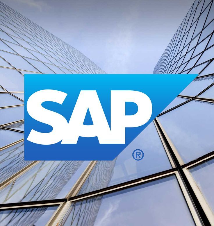 the sap logo is shown on top of a glass building