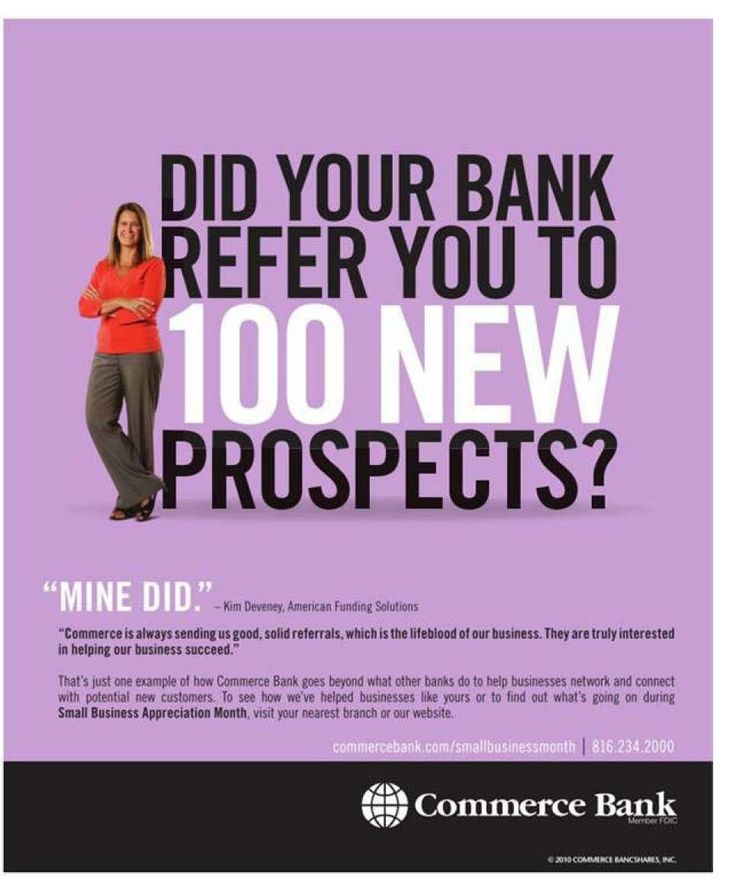 a woman standing in front of a purple background with text that reads, did your bank refer you to 100 new projects?