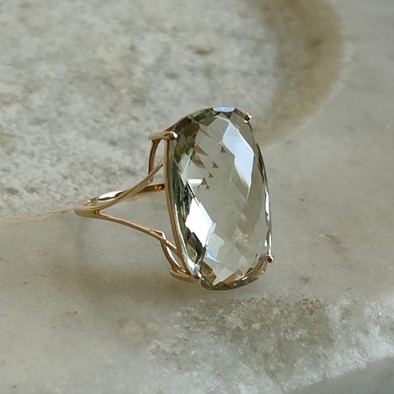 Natural Green Amethyst Ring, 14K Solid Yellow Gold Green Amethyst Ring, February Birthstone Ring, Prong Ring, Cushion Ring, Christmas Gift - Etsy Big Gemstone Rings, Large Gemstone Rings, Big Stone Rings, Fashionable Rings, Gemstone Rings Unique, Rough Gemstone Ring, February Birthstone Ring, Large Stone Rings, Rectangle Cushion