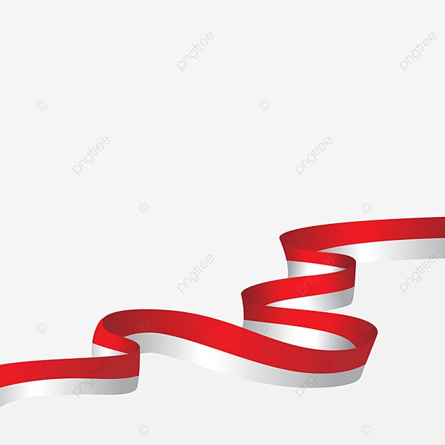 a red and white ribbon on a light gray background with space for text or image