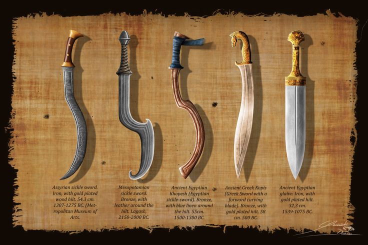 four different types of knives are displayed on a piece of paper with writing underneath it