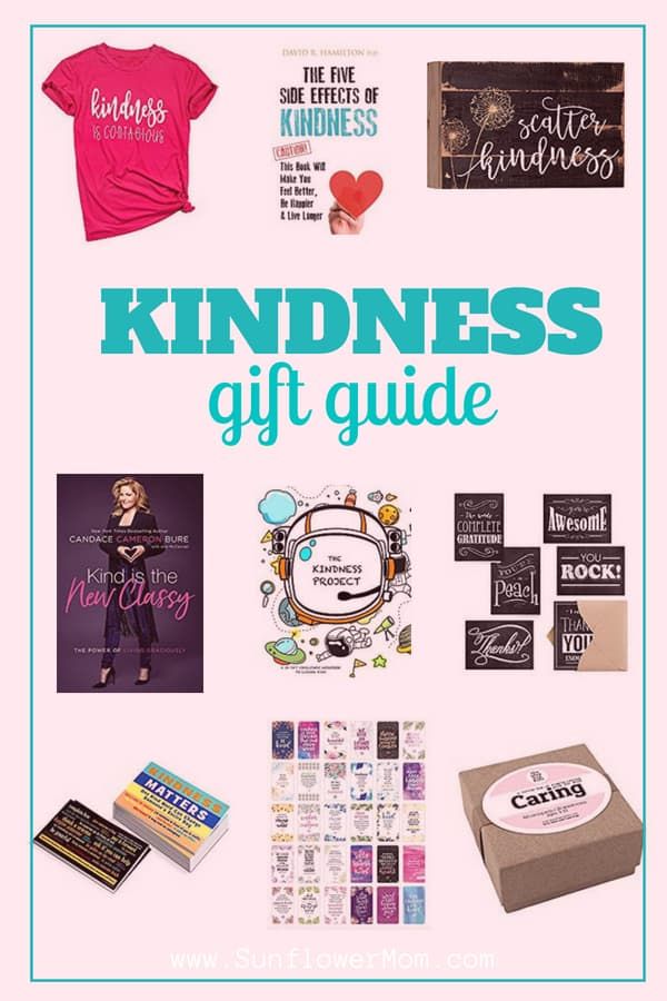 the front cover of a book that says kindness gift guide with various items on it