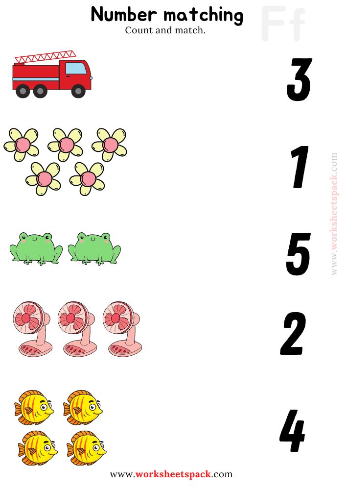 the number matching worksheet for children to learn numbers