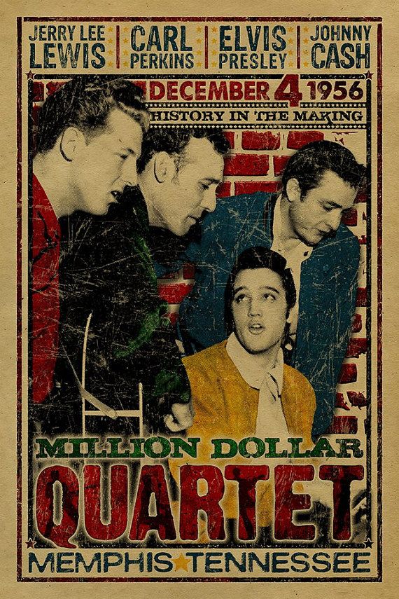 an old concert poster with men talking to each other