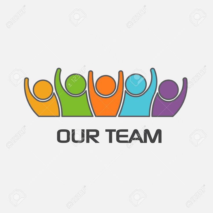 the logo for our team is colorful people with hands up and arms in the air