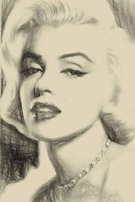 a black and white drawing of a woman's face