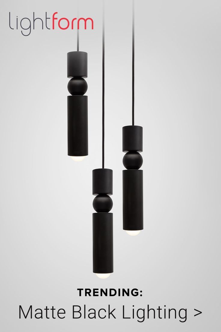 three black lights hanging from the ceiling with text reading trending matte black lighting