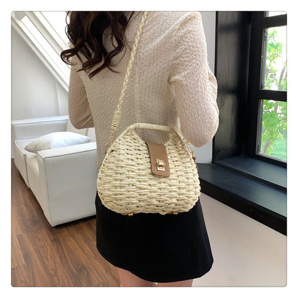 Elena Handbags Straw Shell Shape Crossbody Bag Trendy Straw Shoulder Bag For Spring, Spring Straw Crossbody Shoulder Bag, Spring Straw Crossbody Beach Bag, Straw Crossbody Shoulder Bag For Beach Season, Trendy Straw Crossbody Shoulder Bag, Trendy Straw Bag For Day Out, Trendy Crossbody Straw Bag For Beach Season, Trendy Woven Crossbody Straw Bag, Crossbody Straw Bag For Spring Day Out