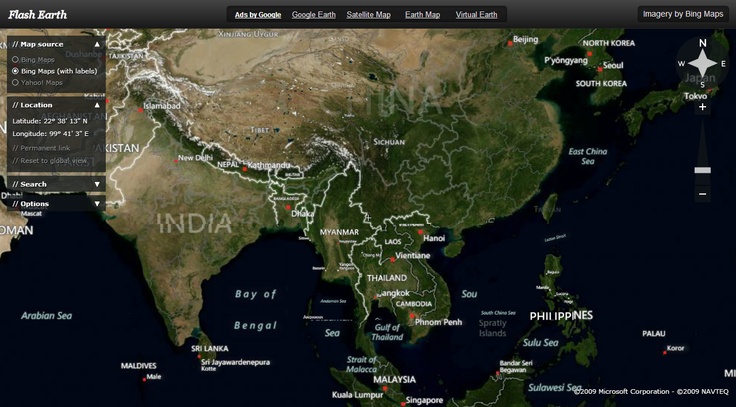 the india map is shown in this screenshot from google earth maps, which shows where countries are located