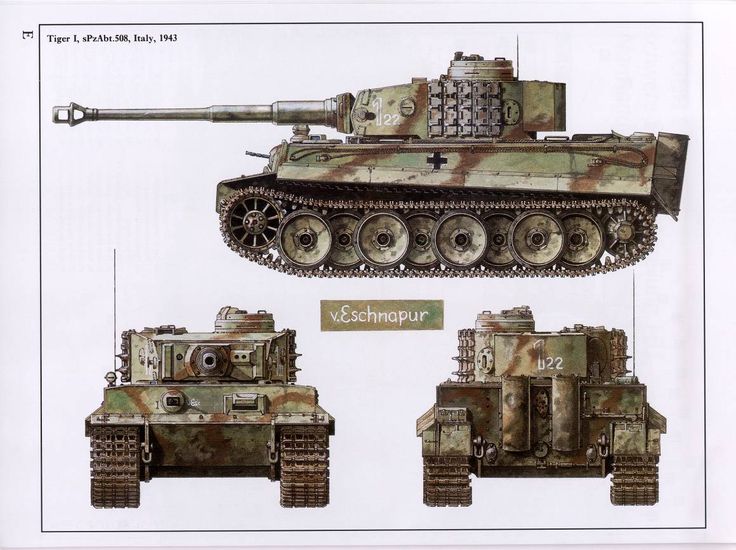 an army tank is shown in three different views, including the front and side view