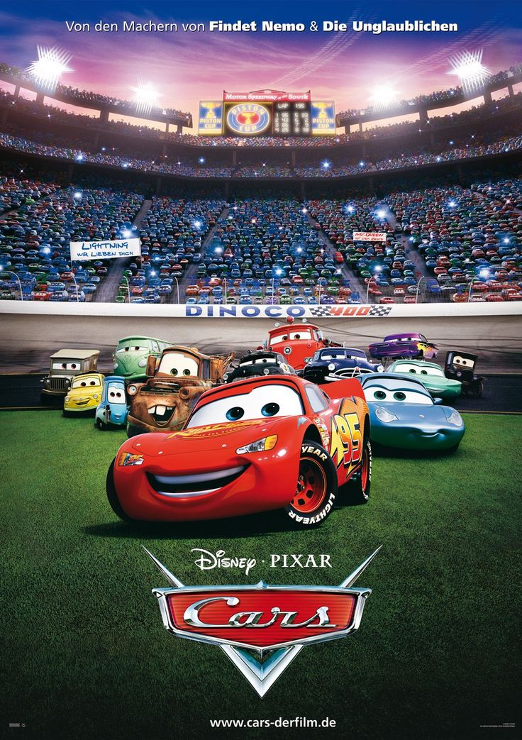 the cars movie poster is shown in this image