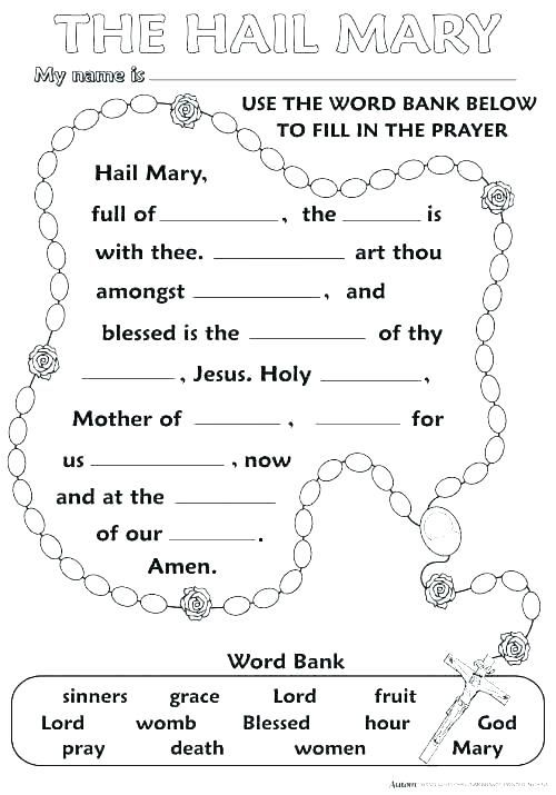 the word mary worksheet for kids