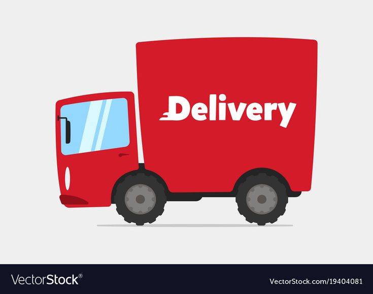 a red delivery truck with the word delivery on it