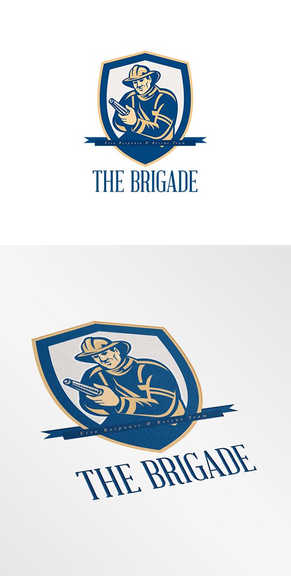 the brigade logo is shown in three different colors