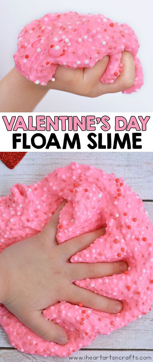 valentine's day foam slime craft for kids with hands and fingers on it