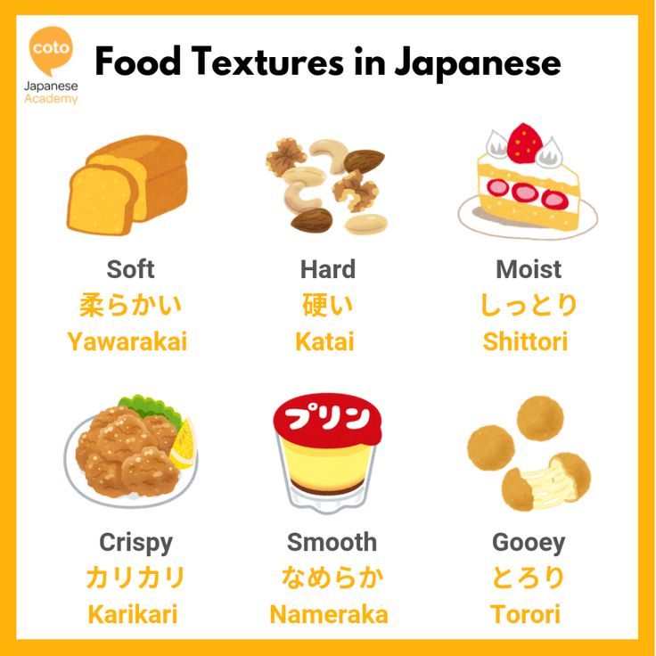 food textures in japanese with the words