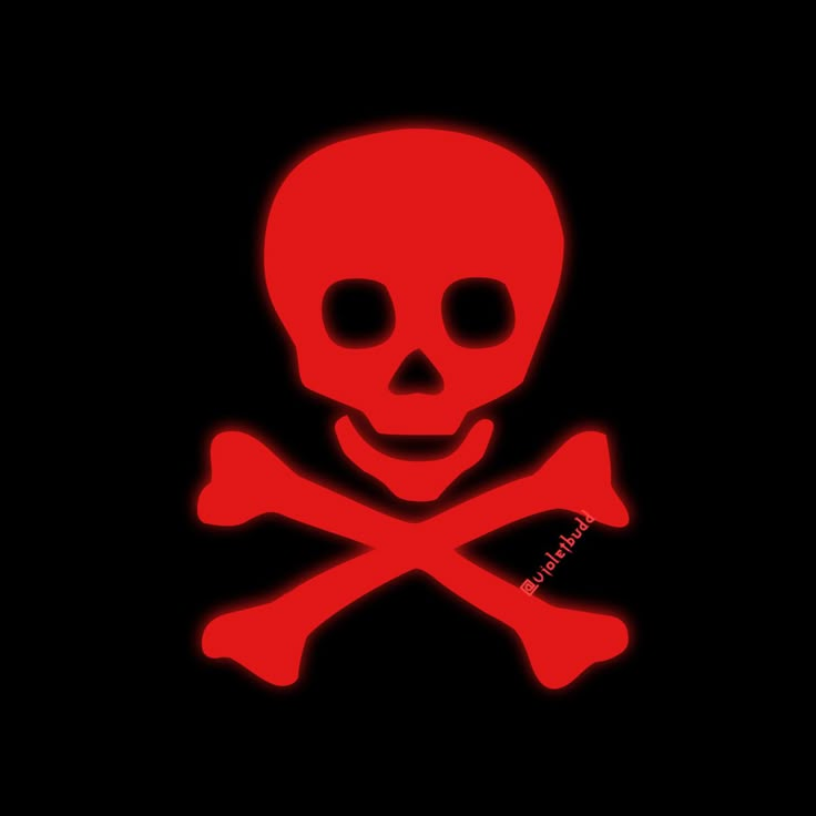 a red skull and crossbones on a black background