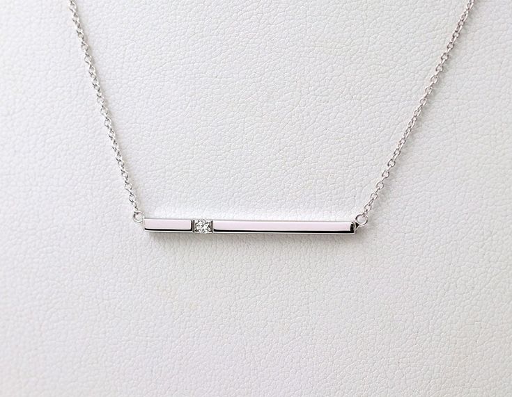 "Diamond Bar Necklace/14K Solid gold Round Diamond Horizontal Bar Necklace./Simple Bar pendant necklace/Graduation Gift/Mother's day Gift Very nice gift for loved ones or to yourself. This necklace will make your casual look classy! Graduation gift, Mother's day gift, Anniversary gift, Valentine day gift...they will love it!! PRODUCT INFO ◈ Hand made item, Made to order ◈ Metal: Entire Necklace 14K Solid Gold ◈ Available Gold Color: Rose Gold, Yellow Gold, White Gold ◈ Gemstone: Genuine High Qua Minimalist White Gold Bar Necklace For Anniversary, Horizontal Bar Necklace, Diamond Circle Pendant, Necklace White Gold, Necklace Bar, Diamond Bar Necklace, Opal Wedding Rings, Bar Pendant Necklace, Necklace Diamond