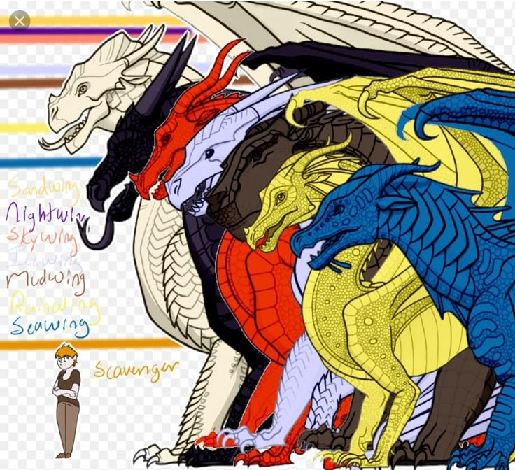 three different colored dragon like creatures standing next to each other on a transparent background with text below