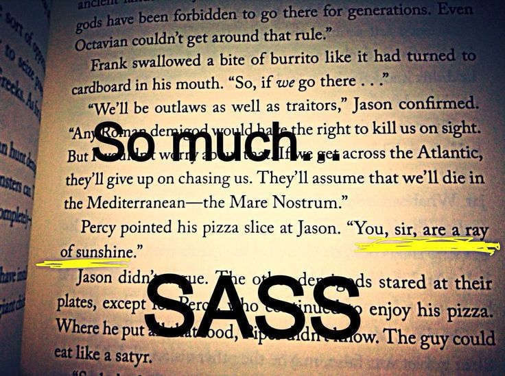 an open book with the words so much sass written in black and yellow on it