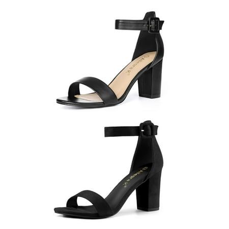 It is introducing a pair of versatile sandals that can be worn for any occasion. These sandals come with a chunky high heel that provides a comfortable fit, ensuring that you can wear them for extended periods. The open-toe design adds a touch of elegance to the sandals, making them perfect for both formal and casual occasions. Additionally, the wrap-around ankle strap ensures your heels stay firmly in place, giving you the confidence to kick them up and dance the night away. The sandals are mad Ankle Strap Block Heel, Chunky High Heels, Block Heel Shoes, Chunky Heels Sandals, Black Sandals Heels, Toe Designs, Espadrilles Wedges, Ankle Strap Sandals, High Heel Sandals