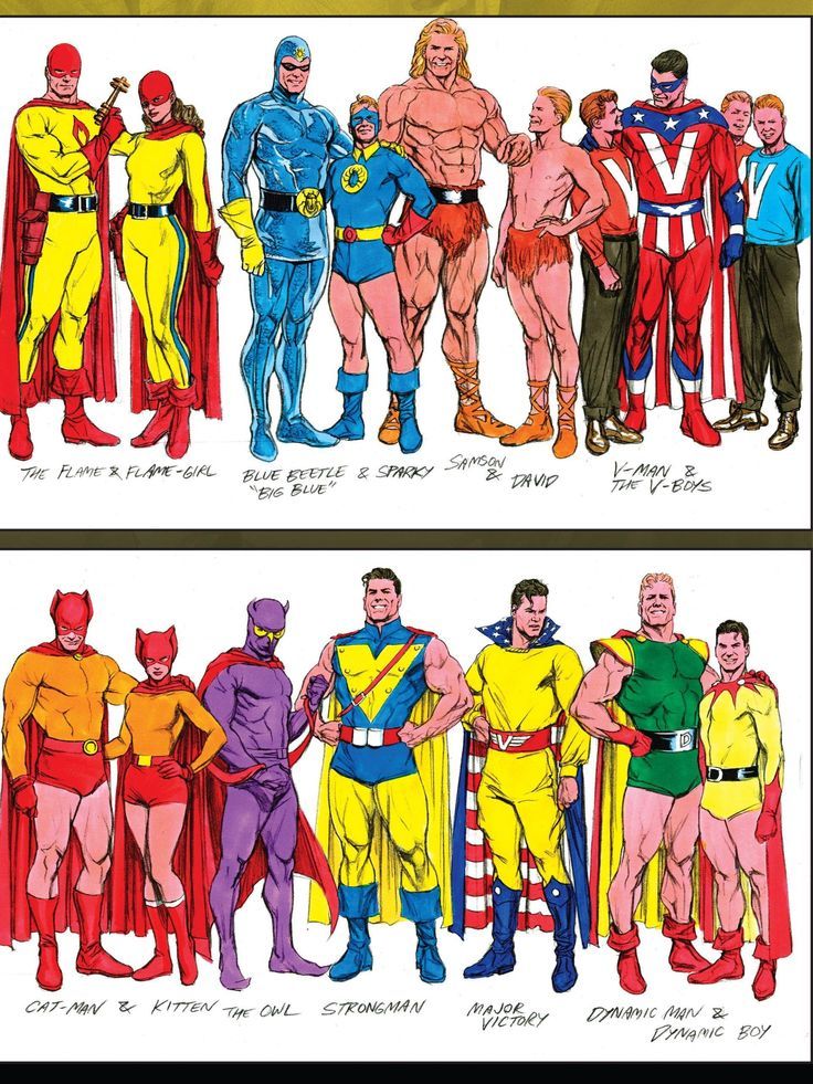 two pictures of different superheros standing in front of each other, one with his hands on his hips