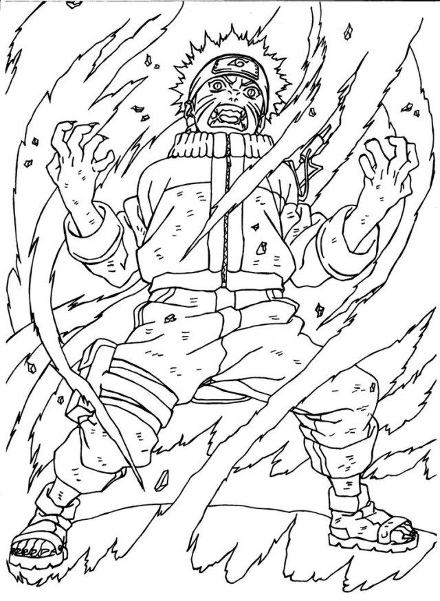 Naruto Nine Tails Mode Coloring Pages